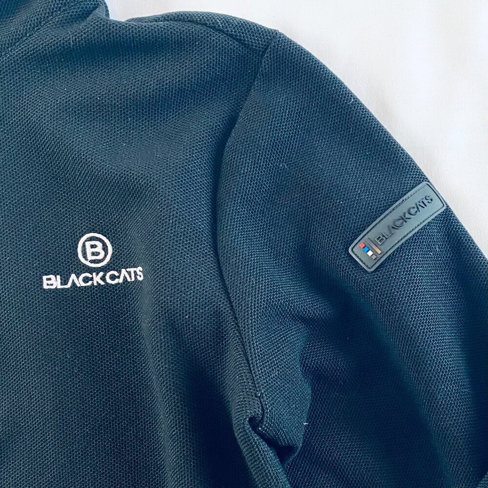 Black Cats Italy vintage 1/4 zip black pullover Women's Small Medium logo casual - Picture 4 of 7